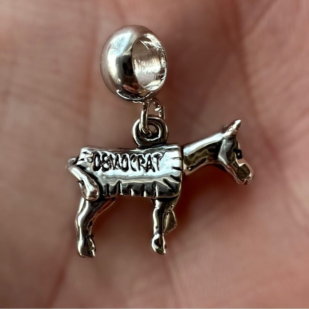 Silver Democrat Donkey Charm - Picture 2 of 3